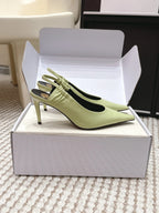 YSL 26ss Slingback 75 Light Green Glossy Leather 654716