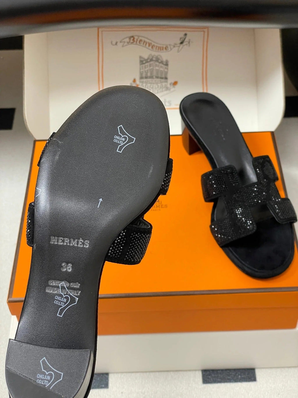 HM 25S ORAN HIGH?HEEL SANDAL 50 MM IN BLACK LAMBSKIN WITH STONE DETAILS