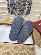 GG SLIDES IN NAVY BLUE SUEDE WITH EMBOSSED LOGO STYLE 10