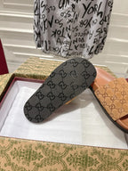GG SLIDES IN BURNT ORANGE SUEDE WITH EMBOSSED LOGO STYLE 5