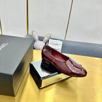 CC SIMPLE FLATS 25S IN DARK RED GLOSSY LEATHER