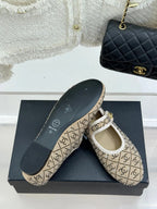 CC Flat Mary Jane 25ss In Beige Embellished With Rhinestones