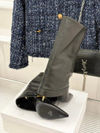 BALMAIN 25S ANTHEM BOOTS IN BLACK CALFSKIN