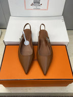 HM 26ss Slingback Flat Brown Calfskin 607275