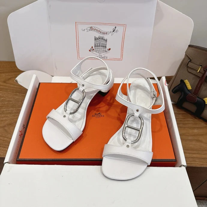 HM 26ss High-heeled Sandals 50 White   Leather 638529