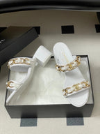 CC 26s Chunky Heels Sandals 55 White Sheepskin 649470