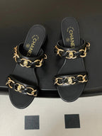 CC 26s Chunky Heels Sandals 55 Black Sheepskin 649471