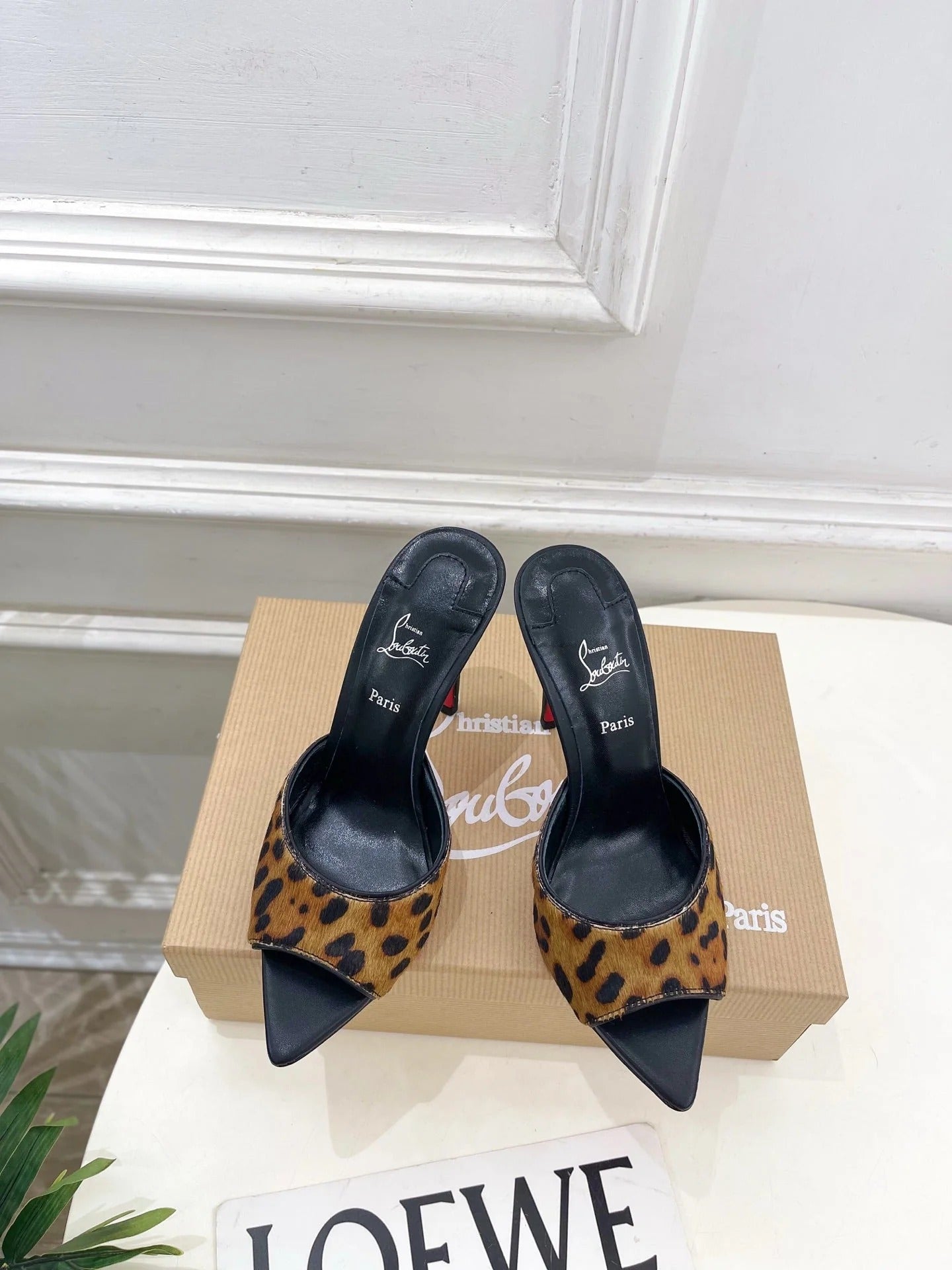 CL 26SS Slingback 100 Brown Black Leopard Leather 586571