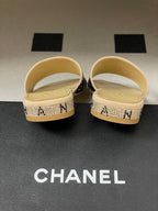CC 26s Flat Sandals Beige Sheepskin Rhinestones 649520