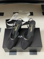 CC 26s Slingback 65 Black Mesh Fabric Sheepskin 649446