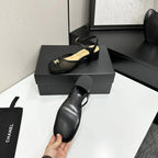 CC 2026 Mary Jane Sandals 45 Black Satin Cowhide 668118