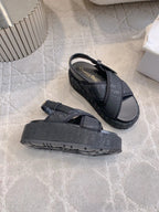 CD 26s Platform Sandals 65 Black Canvas Lambskin 644286