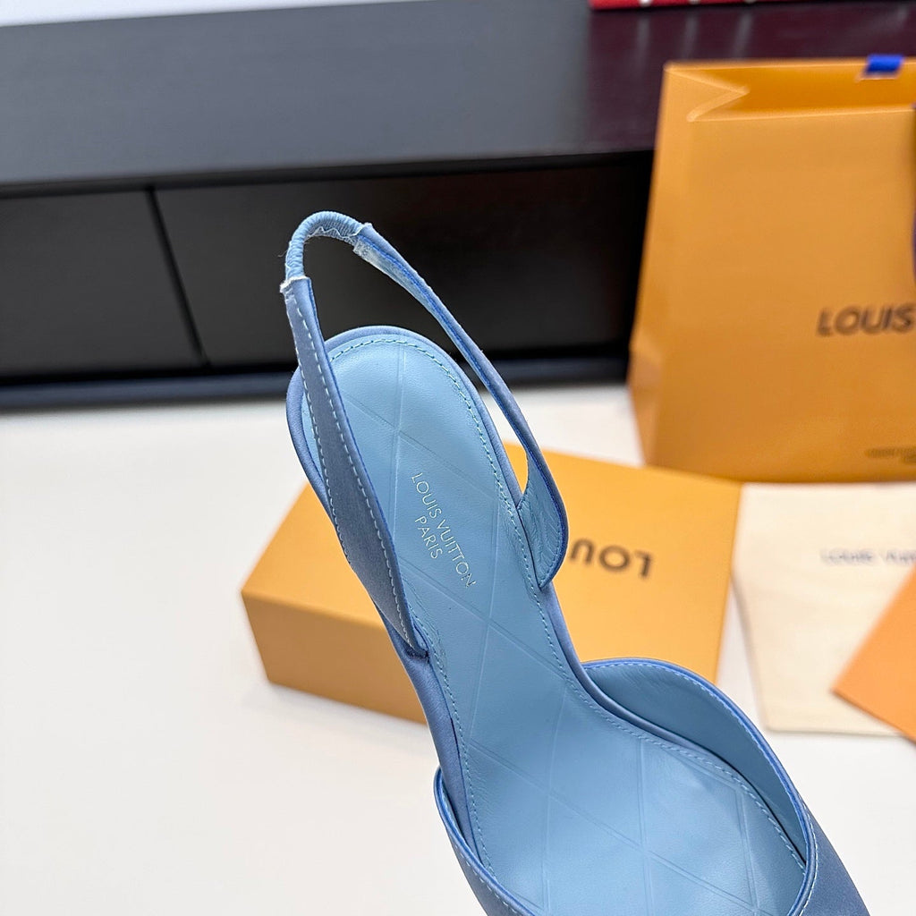 LV 26s Slingback 95 Light Blue Premium Satin 622436