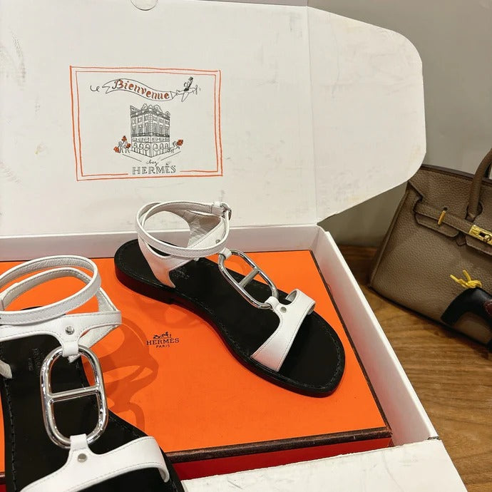 HM 26ss Sandals Black White   Leather 638532