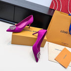 LV 26s Pointed-Toe High Heels 75 Fuchsia Pink Premium Satin 622448