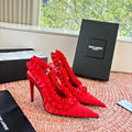 YSL 26ss Slingback Red Silk Leather 648840
