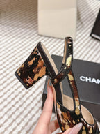 CC 26s Slingback 65 Black Brown Leopard Leather 652654