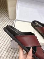 YSL 26ss Platform Slippers Burgundy Sheepskin 663215