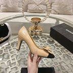 CC 26s High Heels Pump 85 Beige Black Sheepskin 627009