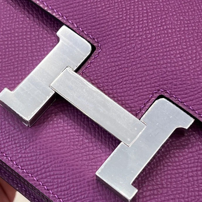 Hermes 2026 Constance Bag Purple Leather With Silver Hardware