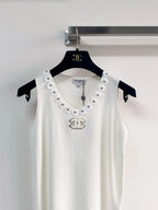 Chanel 2026 Flower Shirt White and Black Polyester Viscose