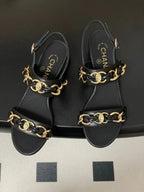 CC 26s Buckle Chain Sandals 55 Black Sheepskin 649474
