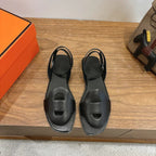 HM 26ss Flat Sandal Black Calfskin 638412