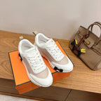 HM 26ss Sneakers White Beige Cowhide Fabric 638565
