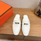 HM 26ss Mule Full White Calfskin Gold Buckle 638468