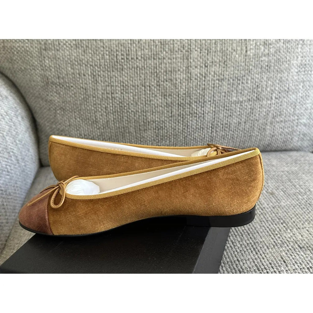 CC Cambon Ballet Flats Camel Velvet
