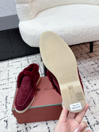 LP 26SS Open Walk Ankle Boot Burgundy Suede Fur 617383