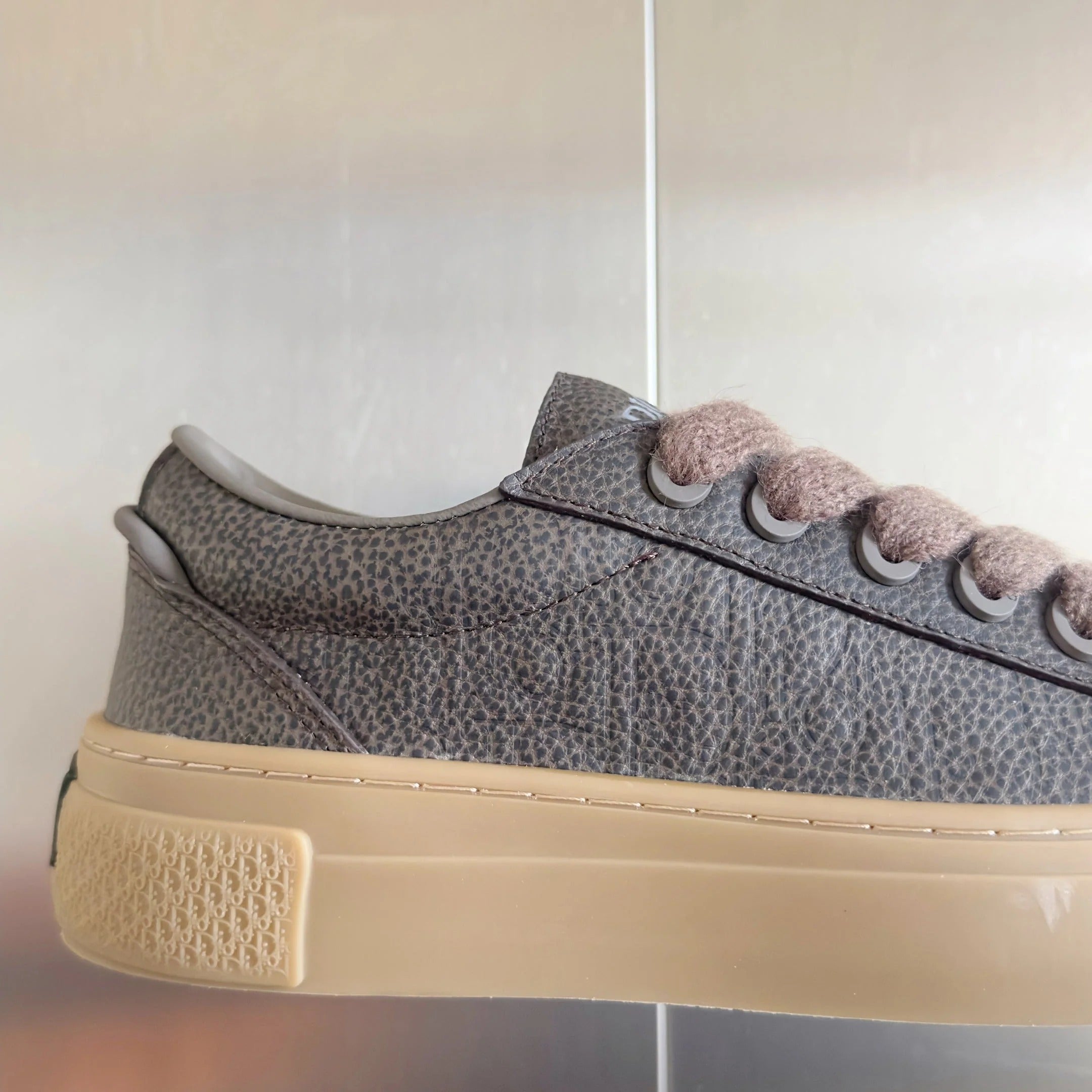CD 26 B33 Platform Sneakers Dark Gray Monogram Cowhide 609188