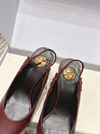 YSL 26ss Slingback 75 Burgundy Sheepskin 654720