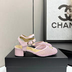 CC 2026 Mary Jane Sandals 45 Light Pink Satin Cowhide 668116