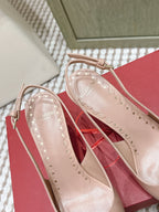 VT 26s Slingback 70 Beige Blue Calfskin 612245