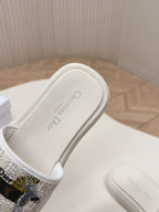CD 26s Slippers White Canvas Lambskin 643806