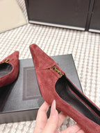 YSL 26ss High Heel Pumps 75 Burgundy Suede 654699