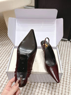YSL 26ss Slingback 75 Burgundy Glossy Leather 654717