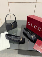 Gucci 2026 Crystal Rhinestone Ballet Flat Black Velvet Leather 629715