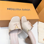 LV 26s High Heels 65 Sandals Light Beige Calfskin 622394