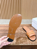 CD 26 Embroidered Slippers Camel Brown Cowhide 610277