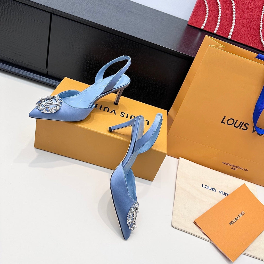 LV 26s Slingback 75 Light Blue Premium Satin 622435