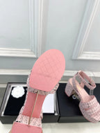 CC 26s HighHeeled Platform Sandals 85 Pink Black Tweed 631866