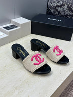 Chanel 2026 Double C Letter Sandals Woven Leather 787177