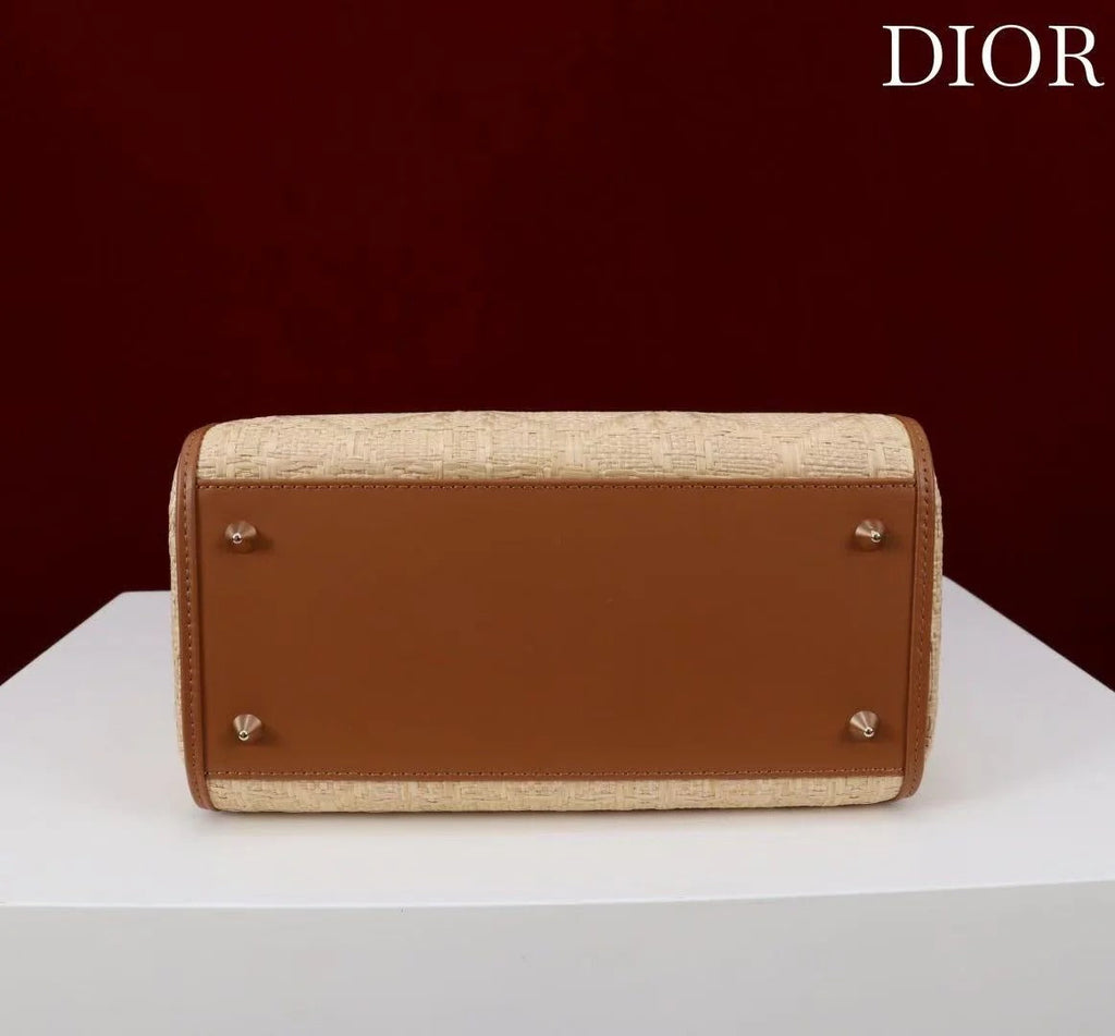 Dior 2026 Lady Dior Bag 24cm Beige Brown Raffia Leather