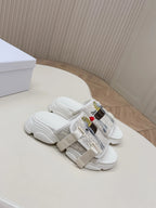 CD 26s Platform Slippers 35 Cream White Canvas Lambskin 643810