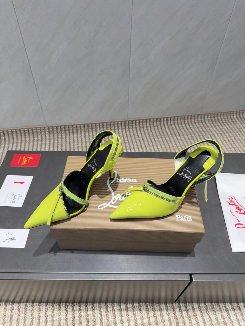 CL 26SS Slingback 100 Neon Yellow Patent Leather 613792