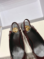 YSL 26ss Slingback 75 Burgundy Glossy Leather 654717