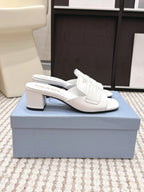 PRA 2026S High Heel Slippers 55 White Leather 658336