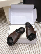 YSL 26ss Platform Slippers Dark Brown Sheepskin 663214